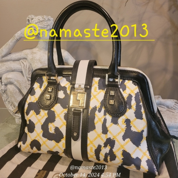 L.A.M.B. Exter Satchel White Leopard Print Designer Luxury Celeb Bag Leather 54 - Picture 2 of 15